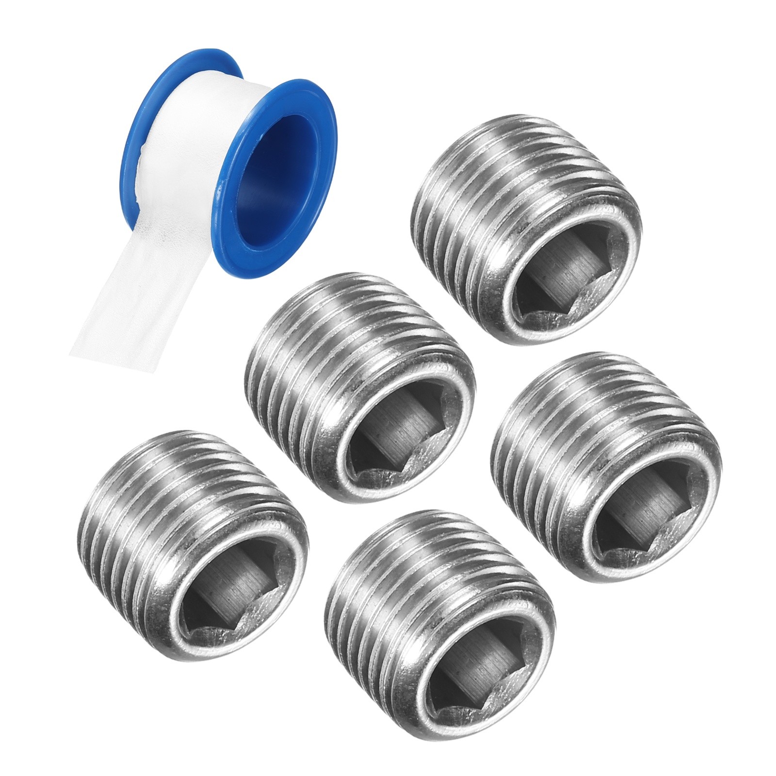 5Pcs NPT 1/8 304 Stainless Steel Male Thread Internal Hex Pipe Plug Fitting