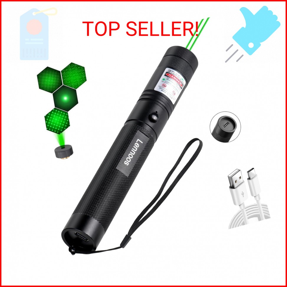 Lennoos USB-C Rechargeable Green Laser Pointer - Advanced Long-Range Laser Point