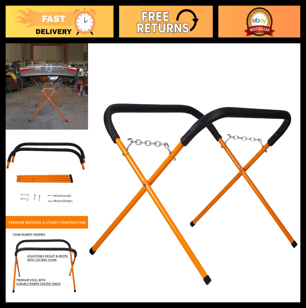 Heavy-Duty Portable Folding Workbench, 1,000 lb Capacity, Garage & Shop Table