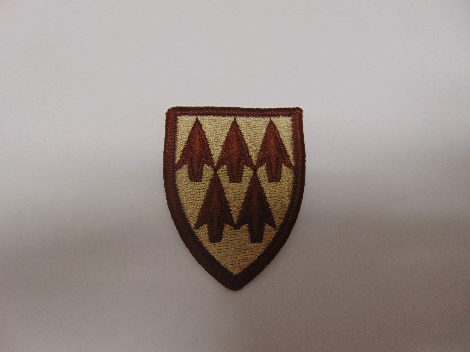 MILITARY PATCH 32ND BRIGADE AIR DEFENSE ARTILLERY SEW ON SHOULDER DESERT TAN