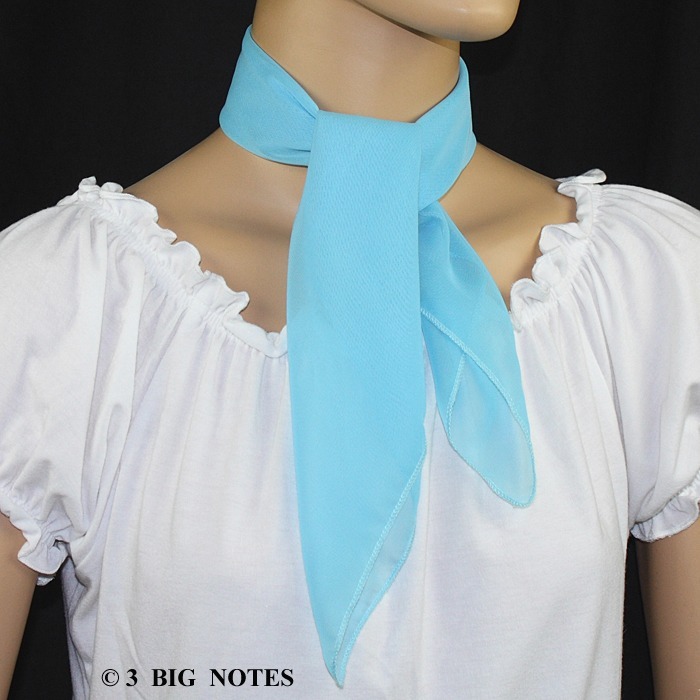 50s Style AQUA BLUE Sheer Chiffon Square Scarf for Poodle Skirt/ Sock Hop