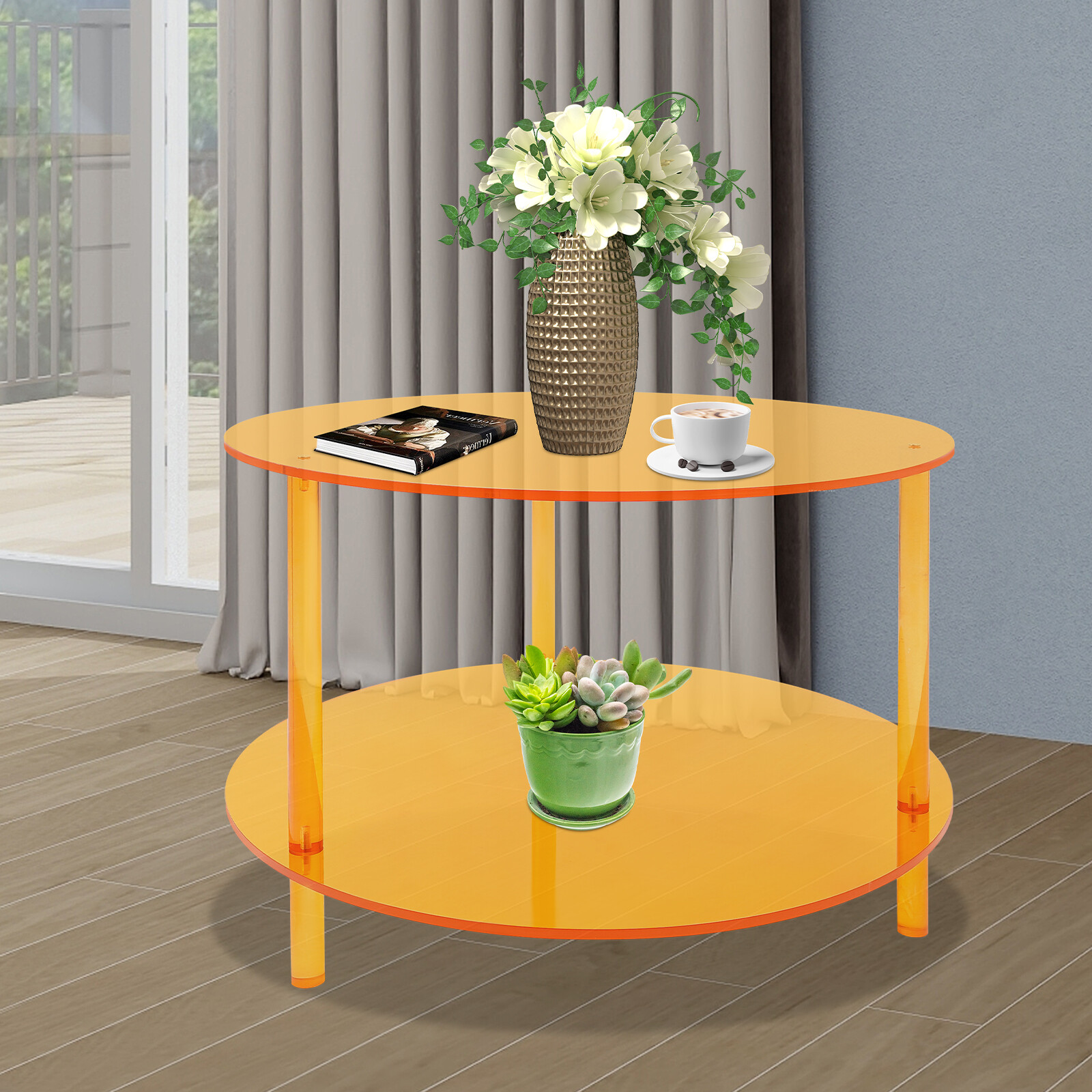 Acrylic Coffee Table, Modern Coffee Table, 2-tier Coffee Table