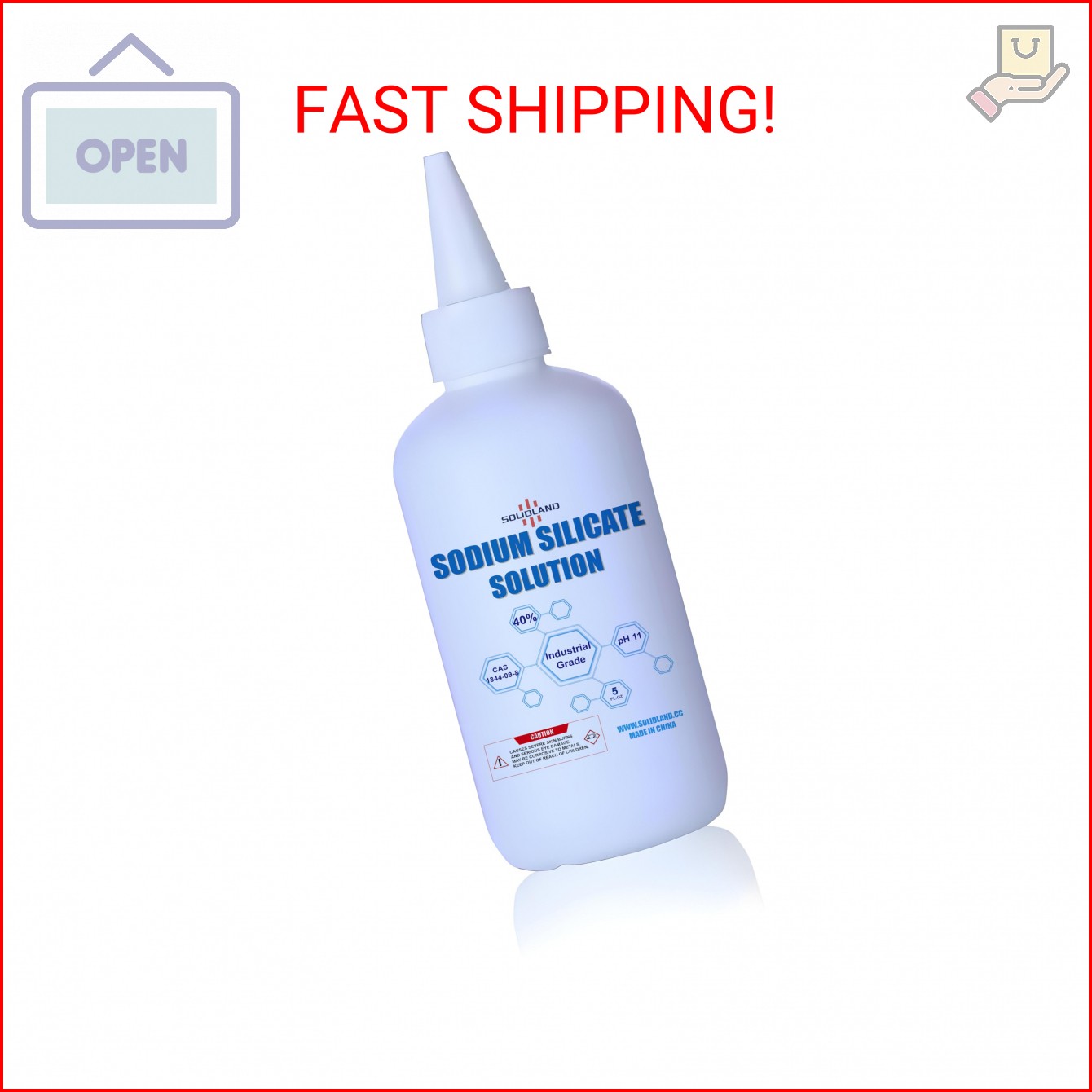 SOLIDLAND Sodium Silicate Solution (Water Glass) - 5 FL.OZ Bottle, Industrial Gr