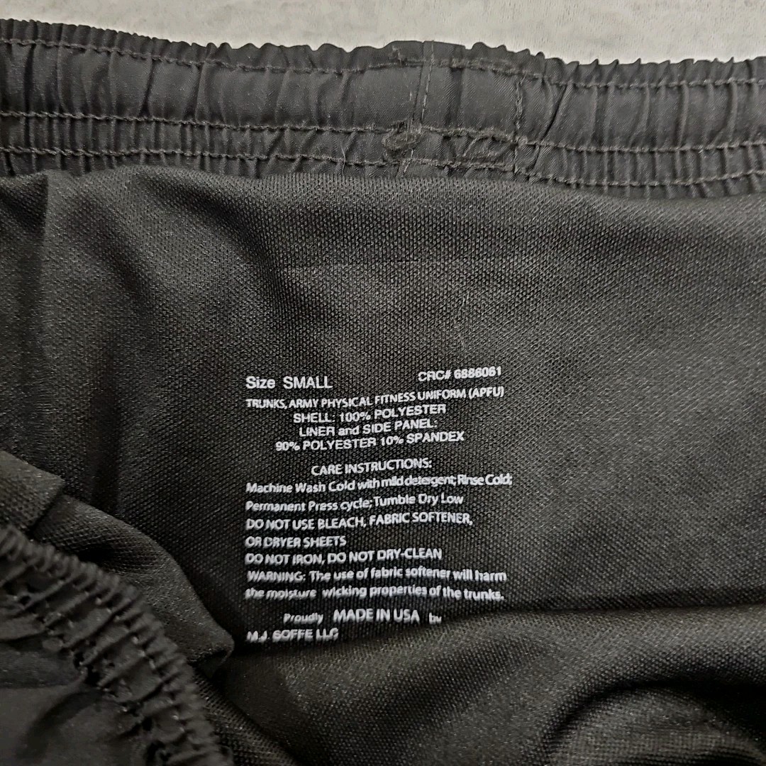 US Army PT Shorts Black Lined Size Small USGI