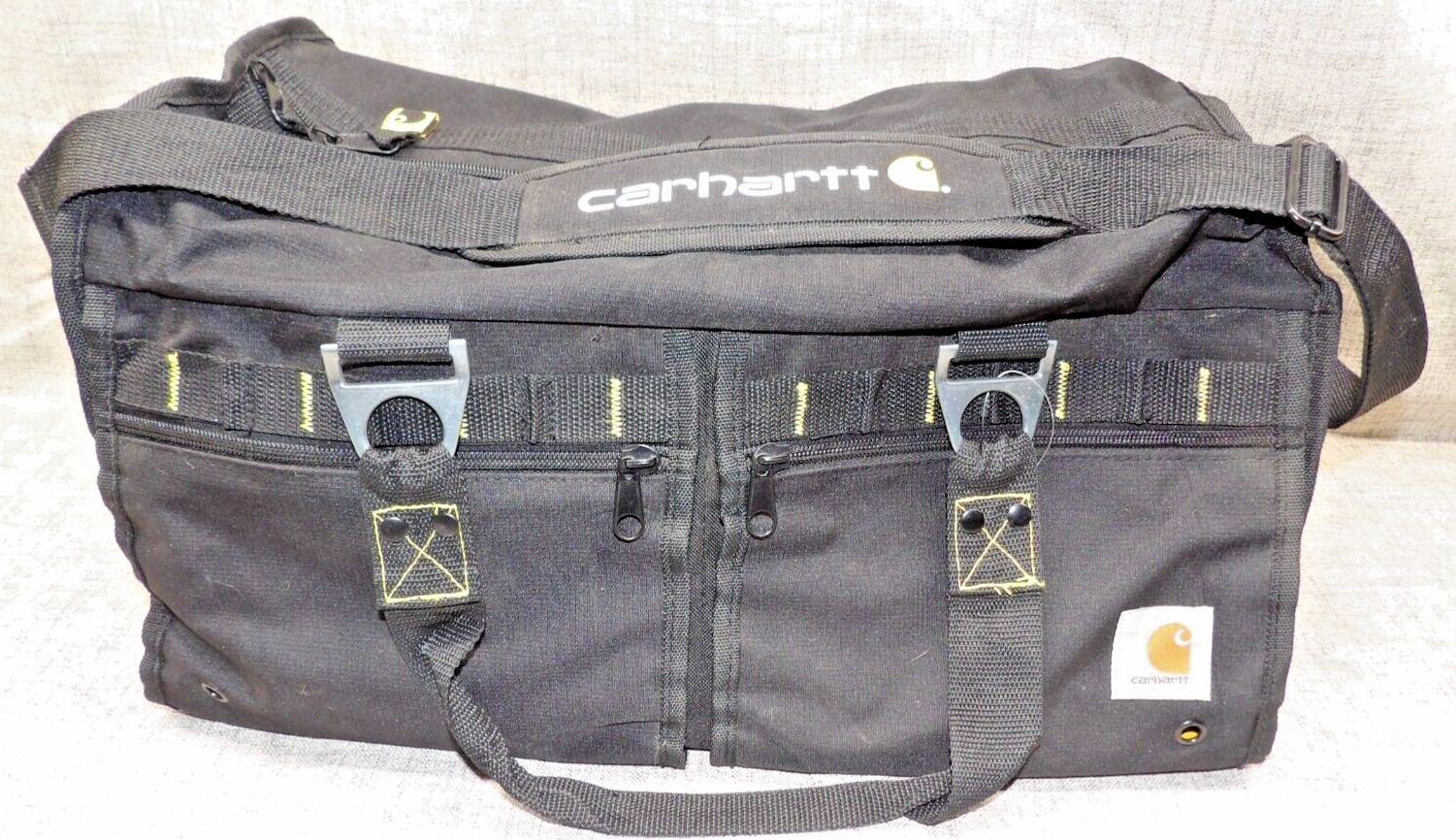Carhart Black Work Gym Travel Bag with Outside Pockets Removable Shoulder Strap