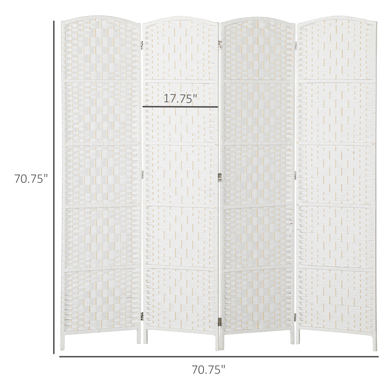 4 Weave Panel Room Divider Privacy Folding Screen Diamond Decor, White
