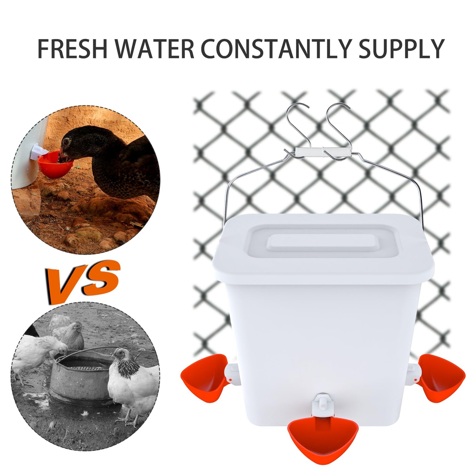 Large Automatic Chicken Feeder and Waterer 2.6 Gal & Waterer, White