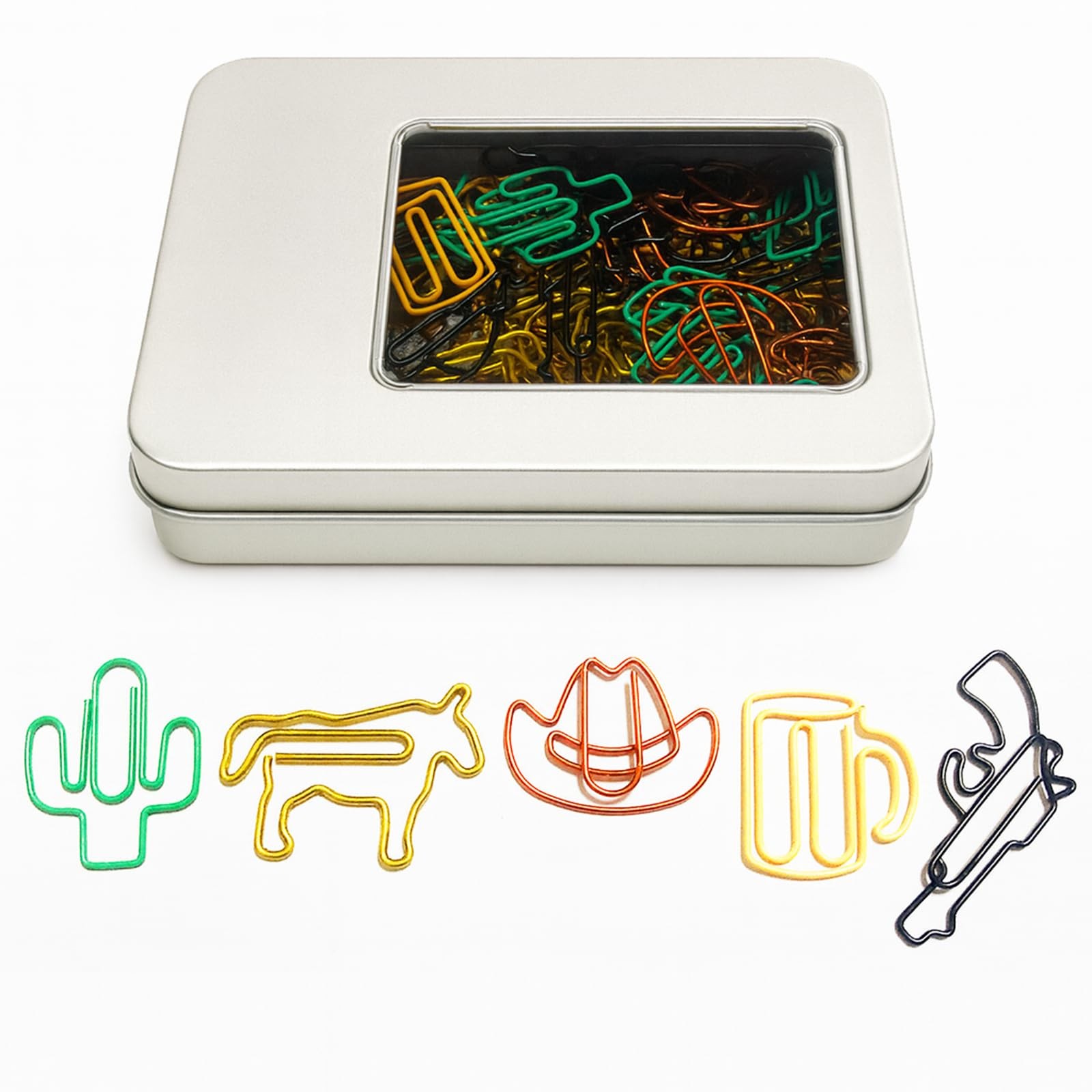 Haowuliao 60pcs Cute Western Paper Clips, Fun Paperclips, Western Office School