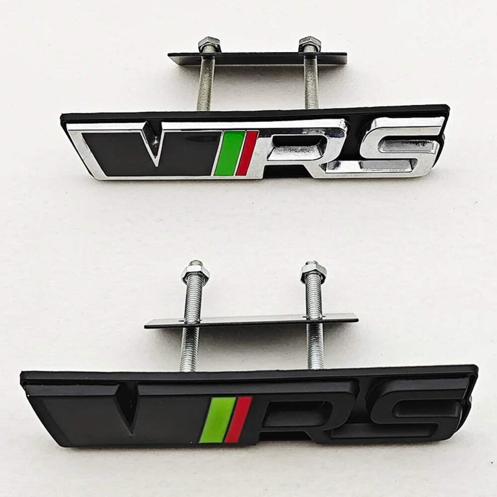 3D Metal RS Logo Emblem Car VRS Letters Front Grille Badge Sticker For Skoda VRS