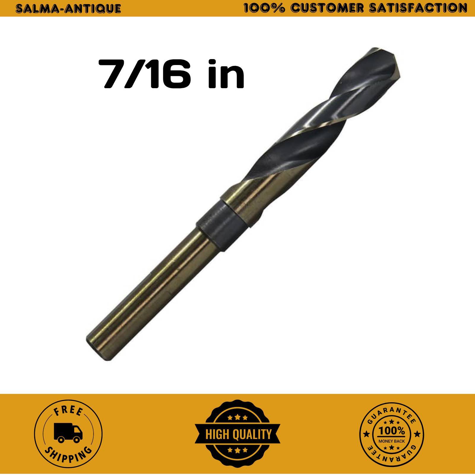 7/16 in. High Speed Steel Black and Gold Reduced Shank Twist Drill Bit with 3/8