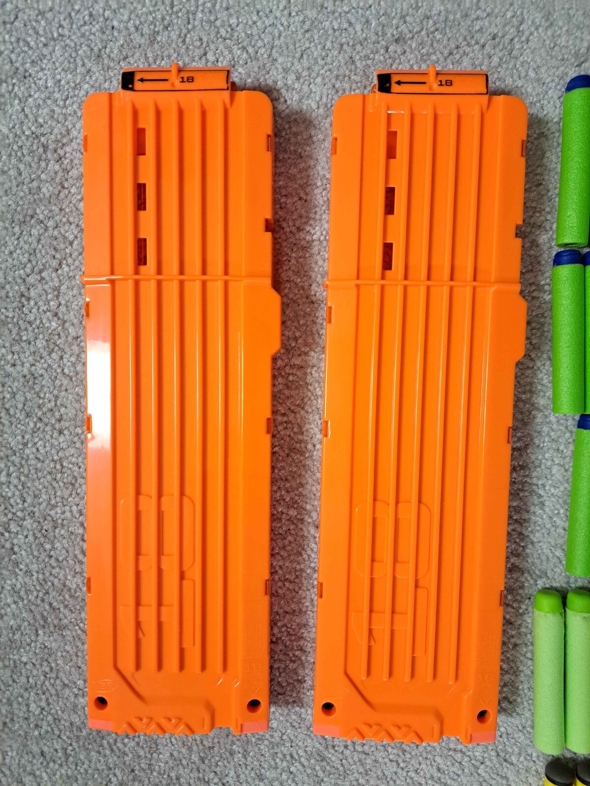 Lot - Over 150 Random NERF Darts and Two 18 Round Magazines Good Condition