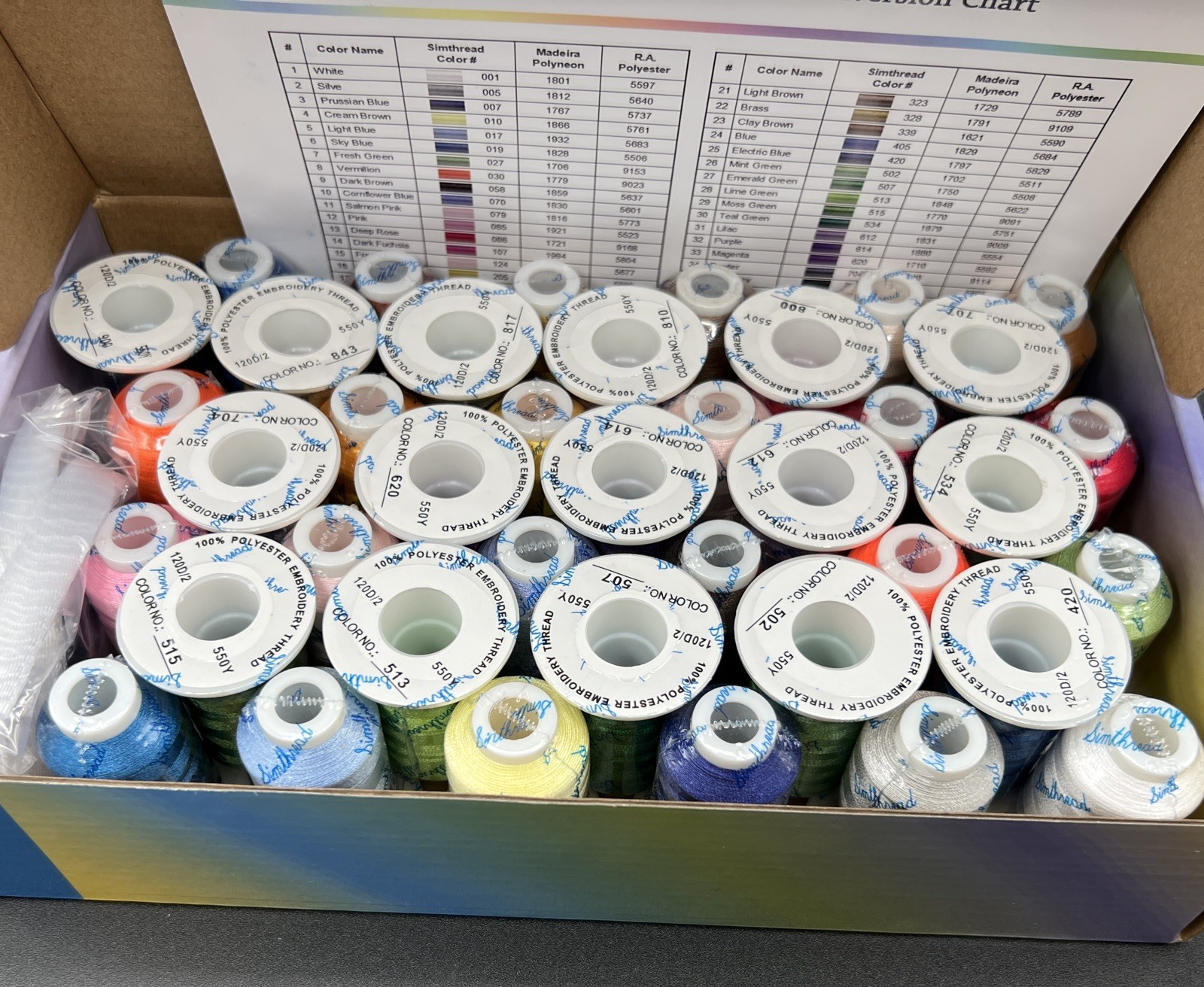 Machine Embroidery Thread Simthread Box 40 Spools Polyester