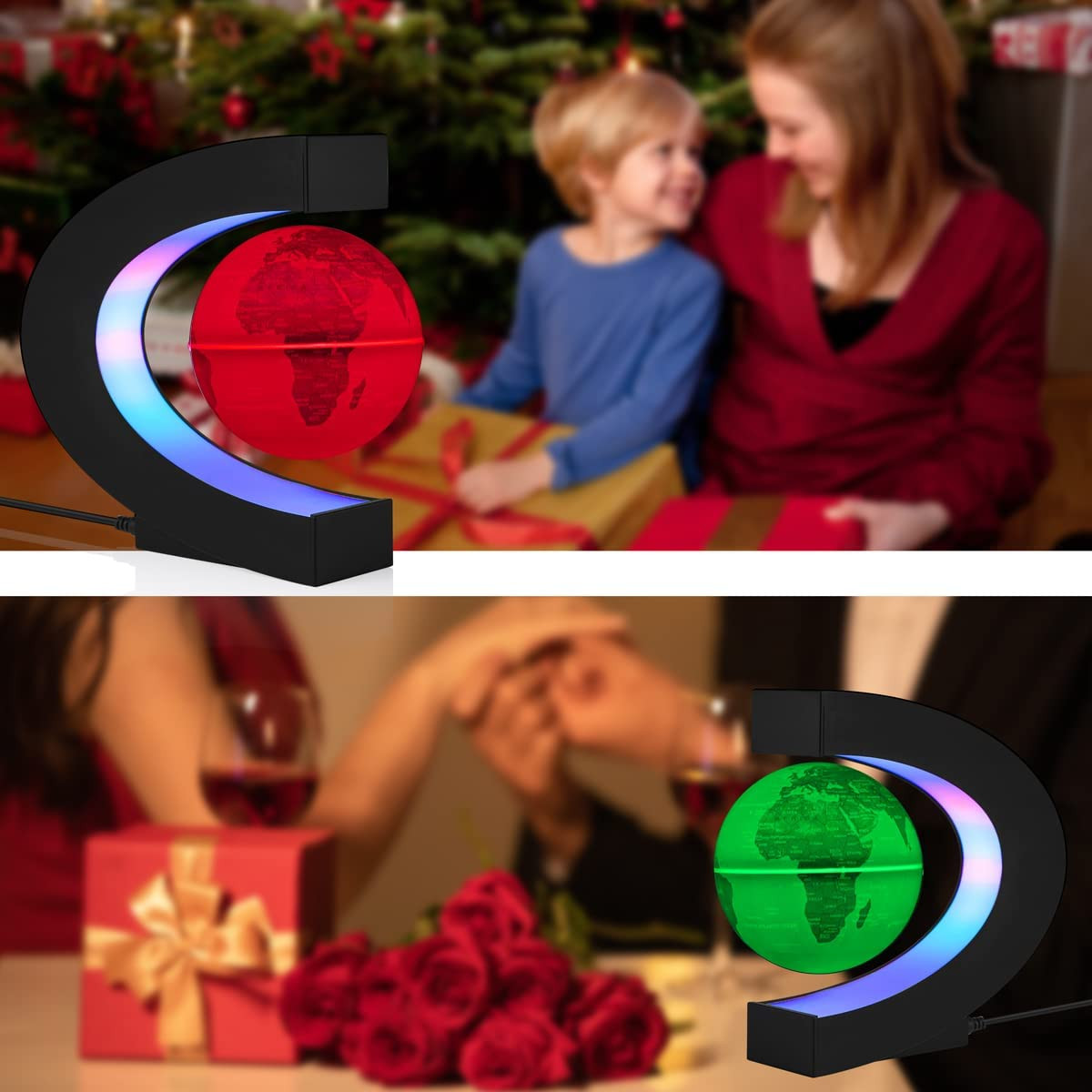 Levitating Globe with LED Lights, Multi-Color Changing Magnetic Levitation Globe