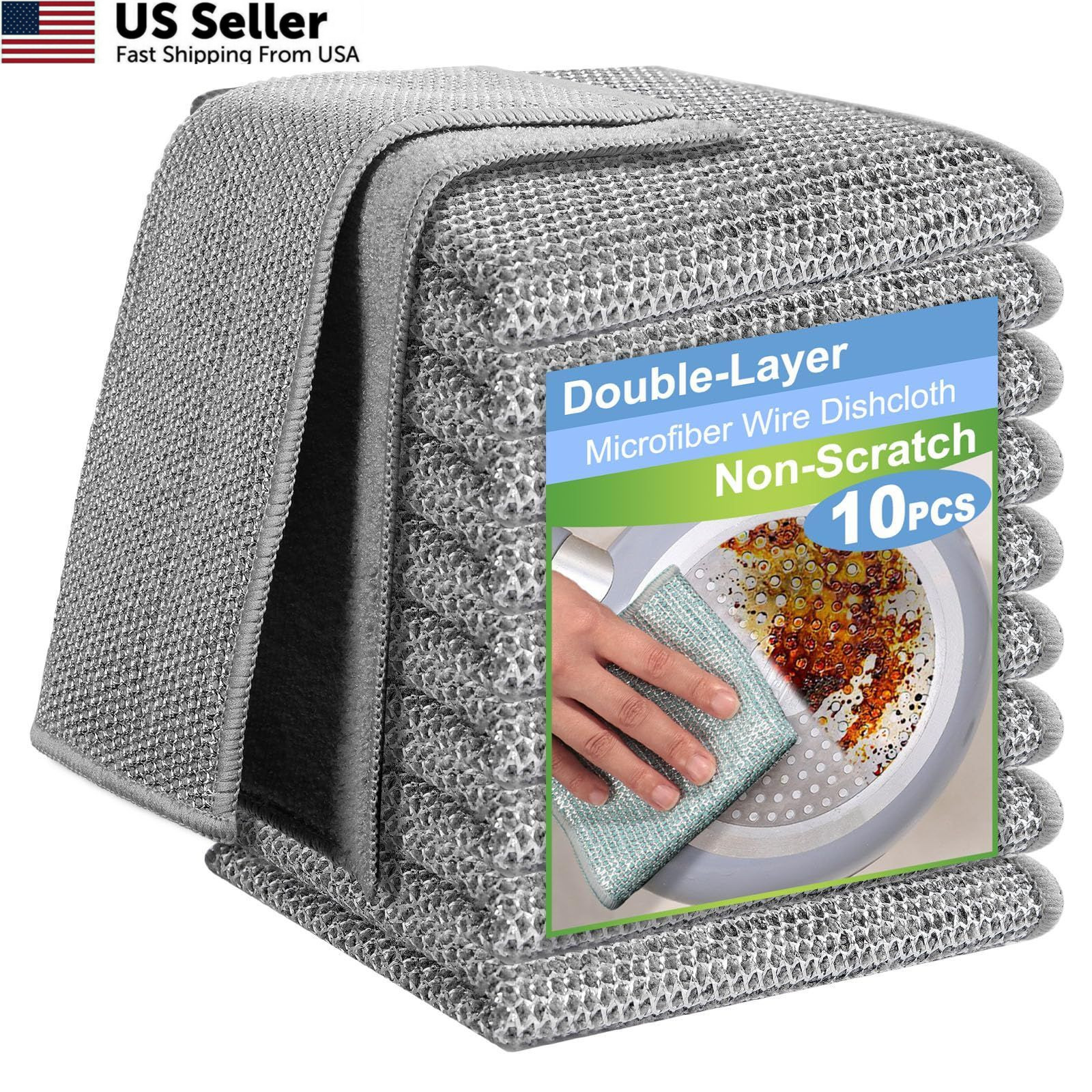 TIVERAIN 10pcs New Upgrade 2-Layer Microfiber 9.05×9.05 inches, Grey