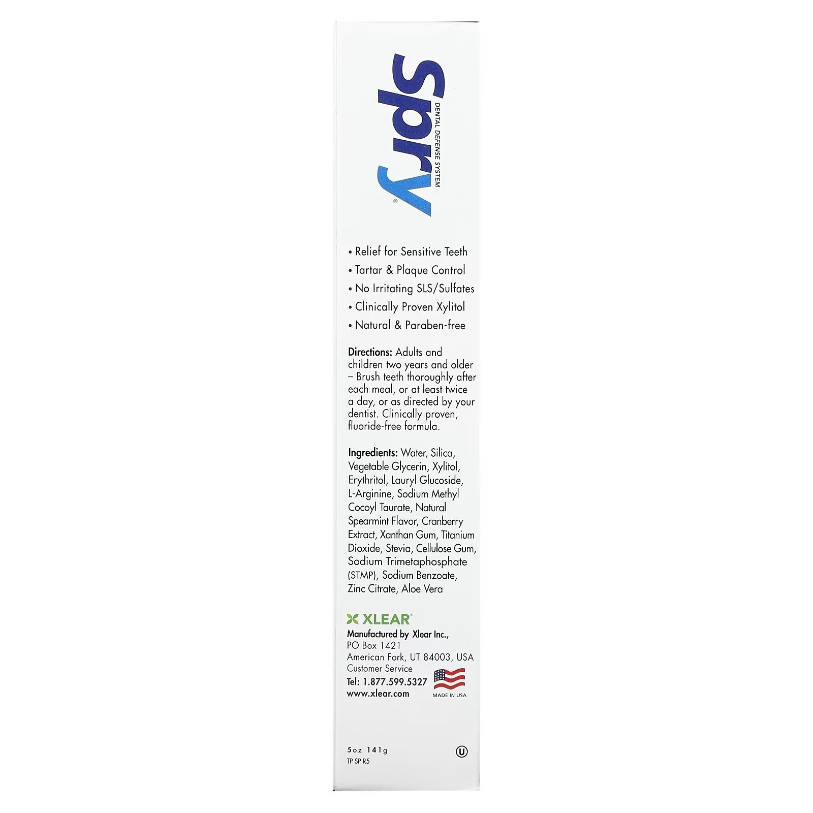 4 PACK - Xlear Spry Xylitol Fluoride Free Toothpaste Spearmint 5 oz EXP: 06/2026