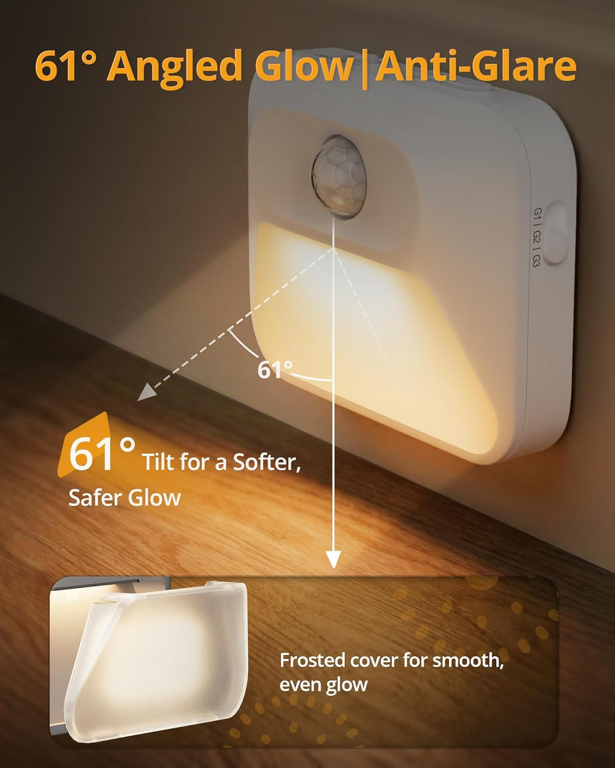 Rechargeable Sync Motion Sensor Night Lights with 3-In-1 Charging Dock, Stepless
