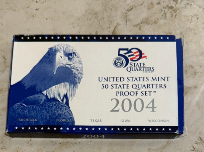 2004 US Mint 50 State Quarters Proof Set Original Packaging w/COA