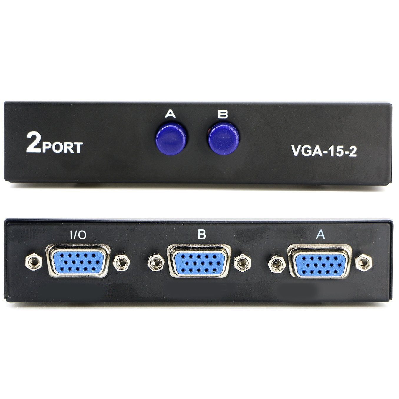 PASOW VGA 2 in 1 Out 2 Port Switch Press Button Two Way Vedio Switch...