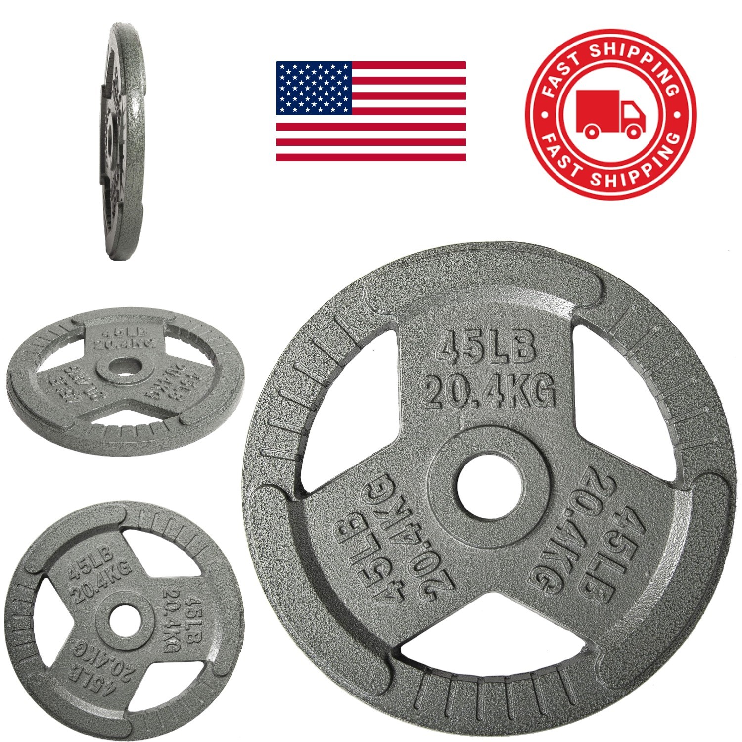 Cast Iron Weight Plates Set for Barbell and Dumbbell Workouts Totaling 95 Pounds