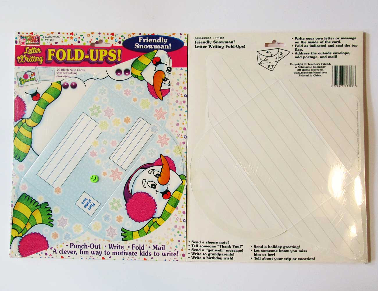 NEW Teacher's Friend Letter Writing Snowman Fold-Ups TF1992 40 Cards
