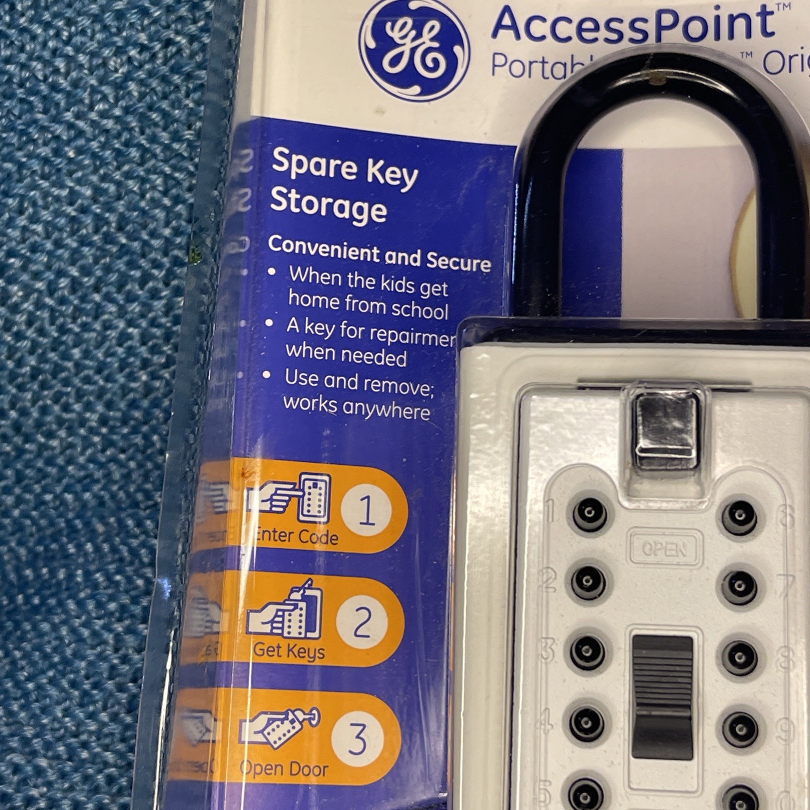 GE Access Point Key Safe Portable Push Button Holds 3 Keys New