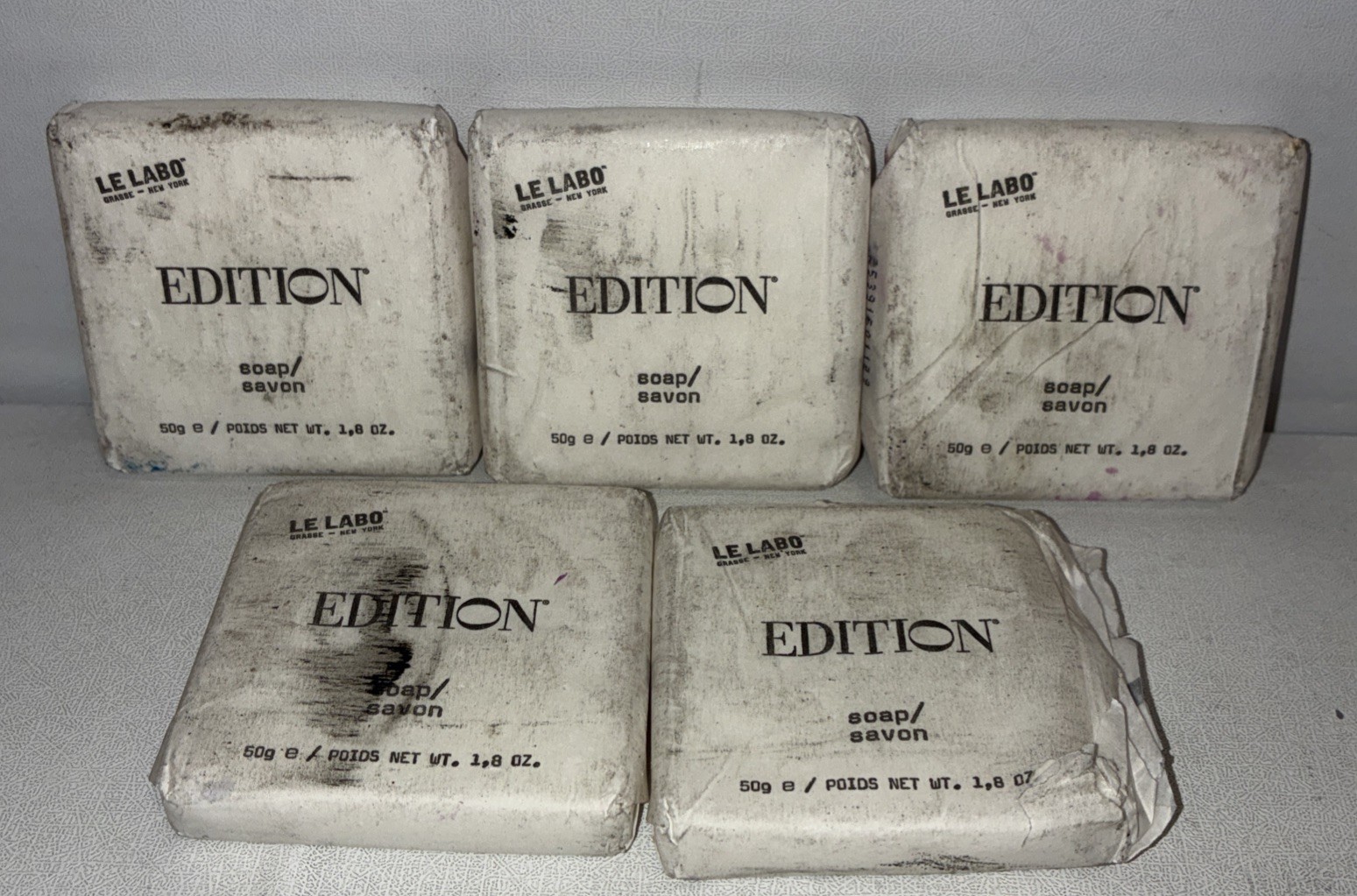 Lot Of 5- Le Labo Edition Soap Bars 1.8 Oz Each  Damaged Outer Packaging