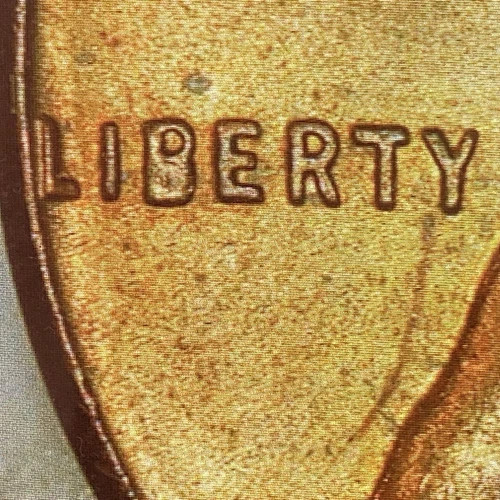 1958d uncirculated penny with filled b in liberty from smoke free home
