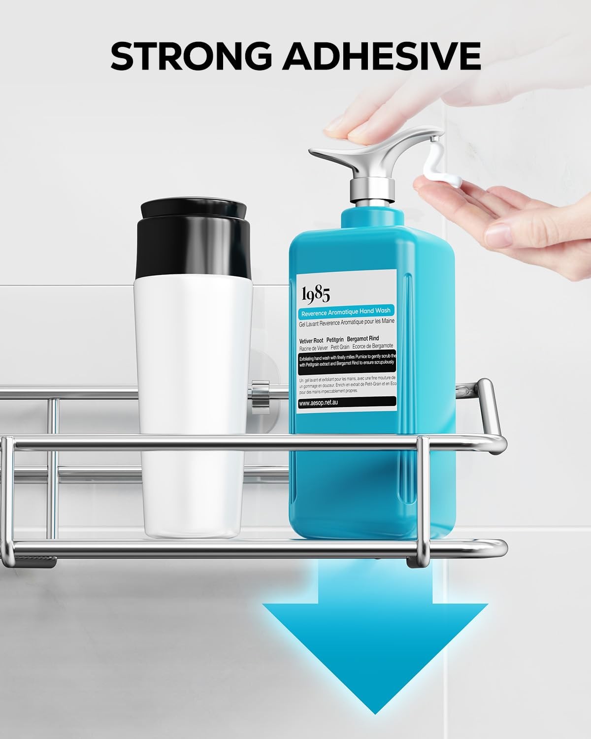 Nieifi Shower Caddy Shelf Storage Rack Adhesive Without 2 Pack, A-Silver
