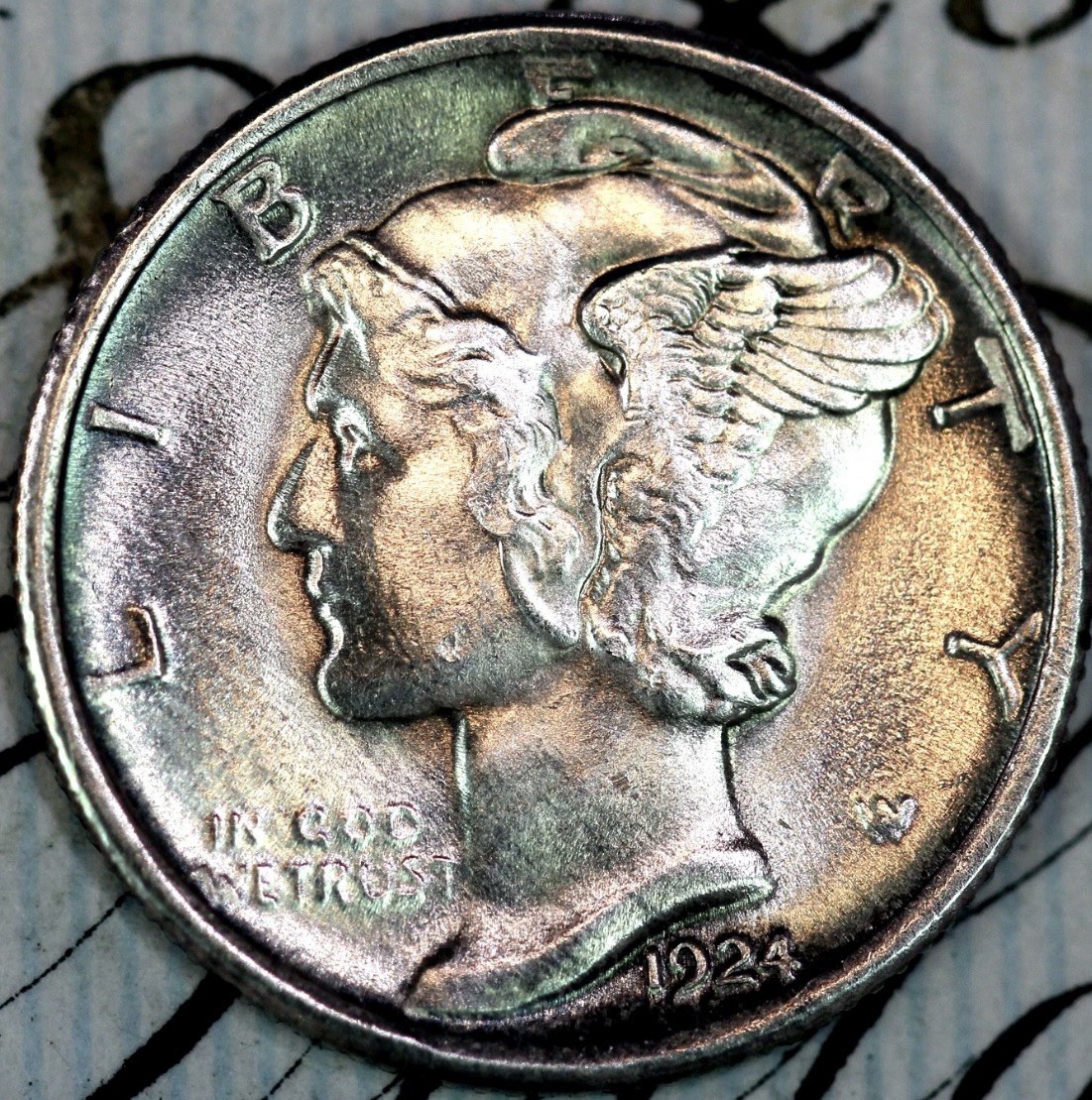 1924-D FSB SUPERB+ GEM BU MS MERCURY SILVER DIME DC428 FROM MATTHEWS HOARD