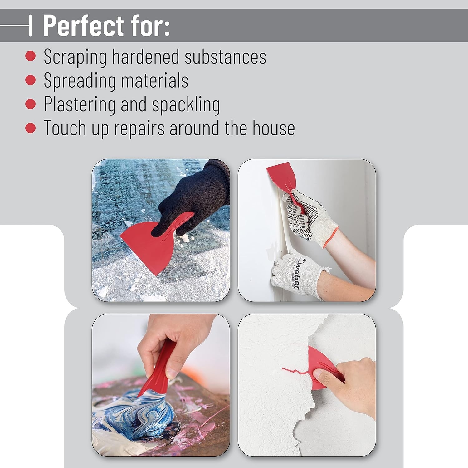 Bates 6 Pack Plastic Putty Knife Set - Paint Scraper, Spackle Tool, Spreader