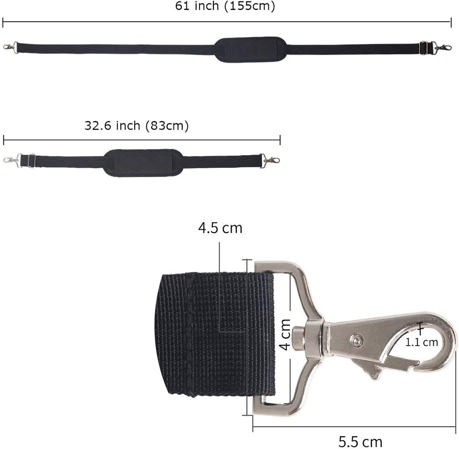 61" Replacement Shoulder Strap, Padded Long Duffel Bag Strap Universal Adjust...