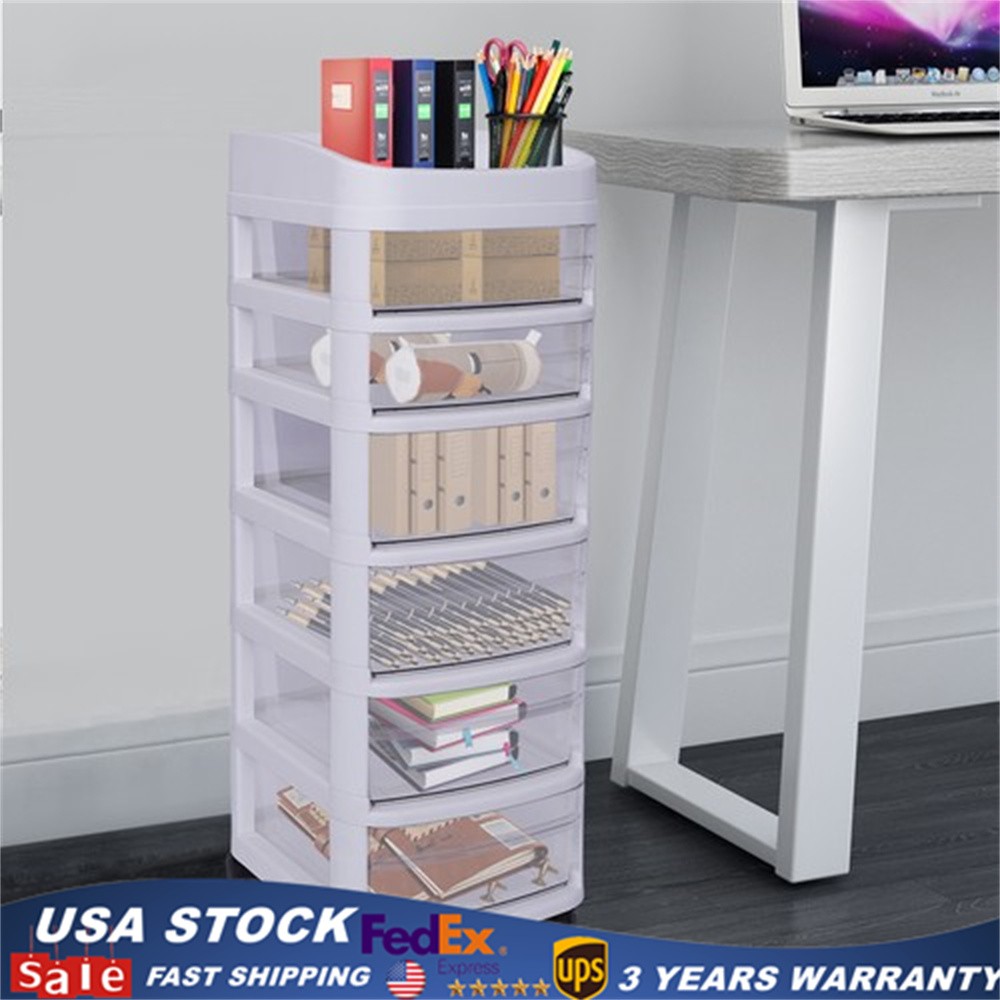 Portable Plastic 6 Drawer Cart Wide Tower Dorm Storage Rolling Organizer Trolley