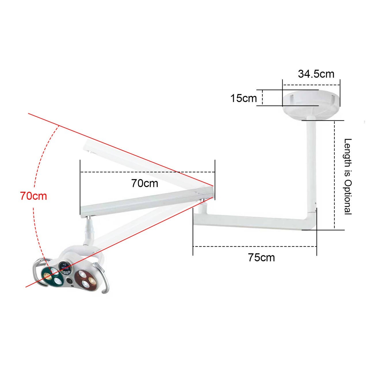 Dental LED Operation Light Oral Sensor Lamp with HD Camera Ceiling-Mounted P183