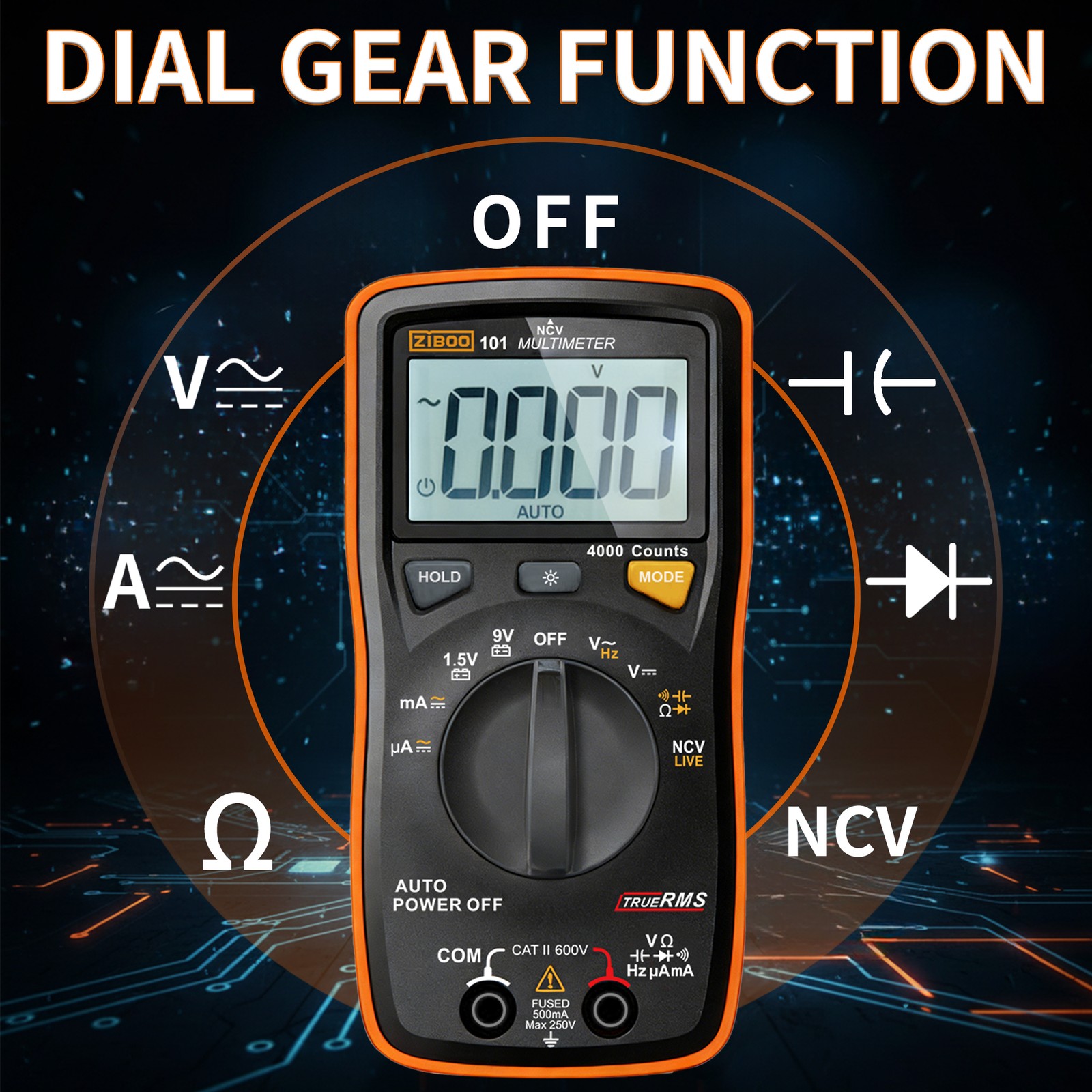 ZIBOO 101 Mini Digital Multimeter TRMS Pocket Multi Tester AC/DC Current NCV