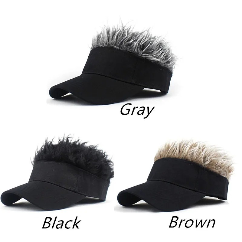 Men Wig Golf Baseball Cap with Fake Hair Cap Sun Visor Whimsy Fun Toupee Hats