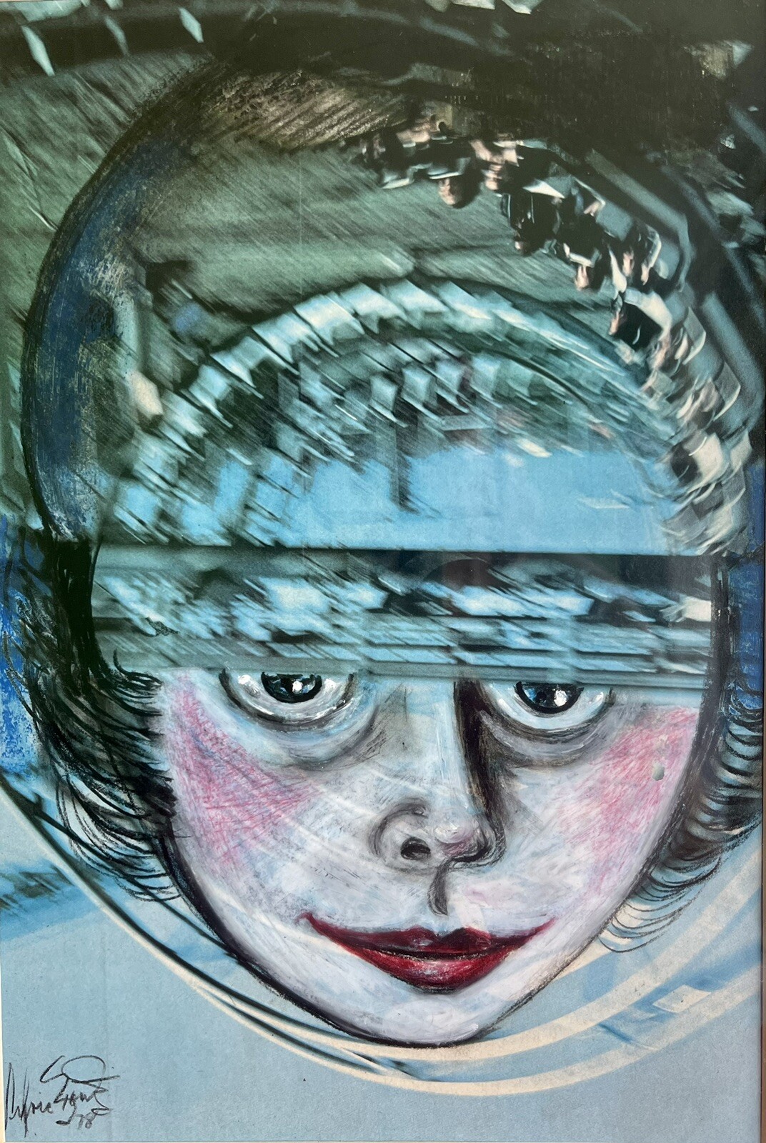 Orig 1978 Mixed Media Art “Ferris Wheel” Photography Manipulation Painted Signed