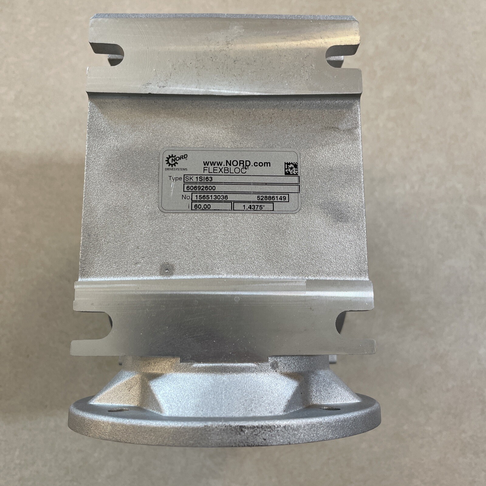 NORD SK1SI63 FlexBloc Worm Gear Reducer 60:1 Ratio 1044-1230nm 233-350RPM  NEW