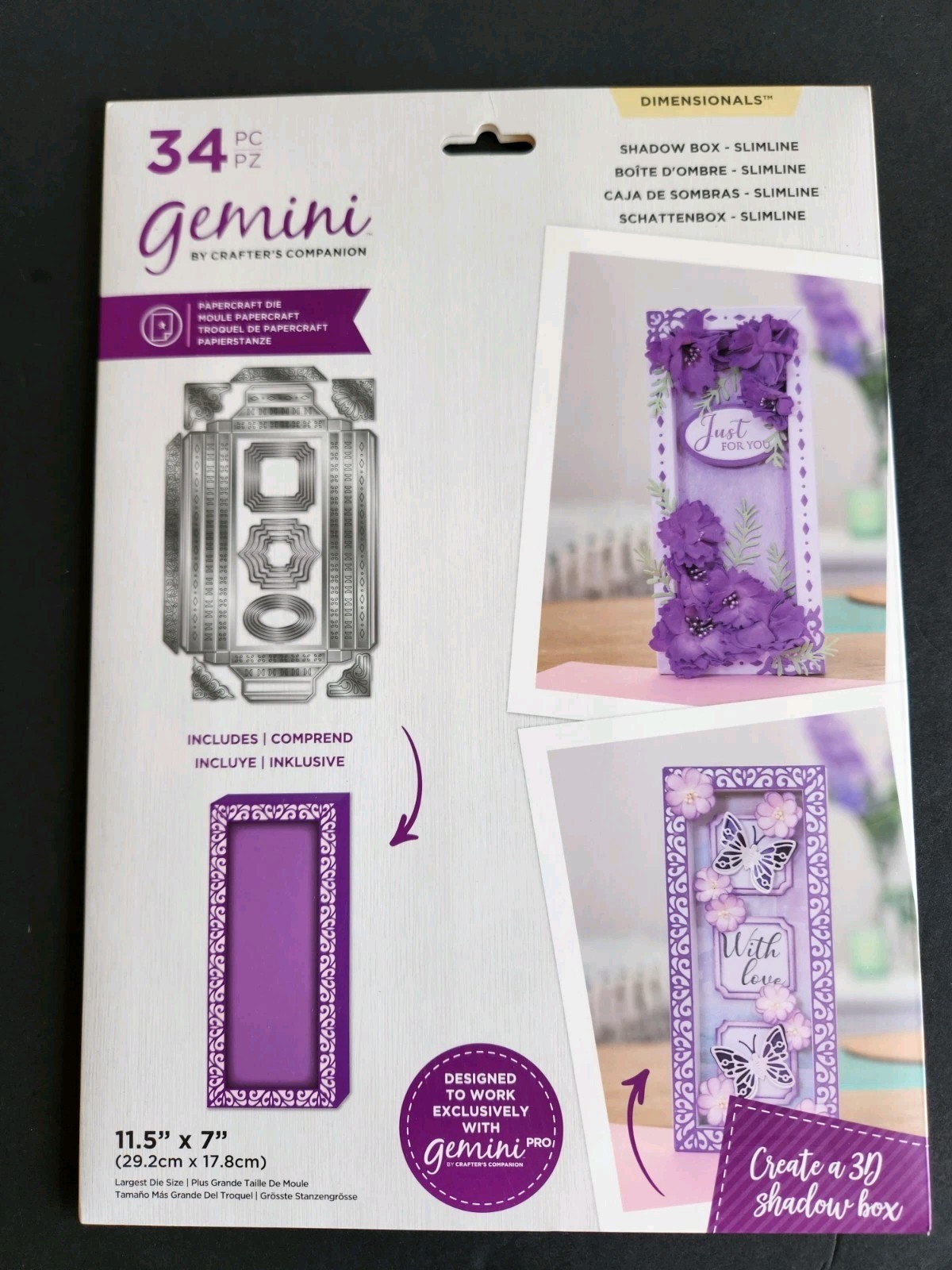 Gemini Crafter's Companion Papercraft Die NOS Sealed 34 PC Shadow box