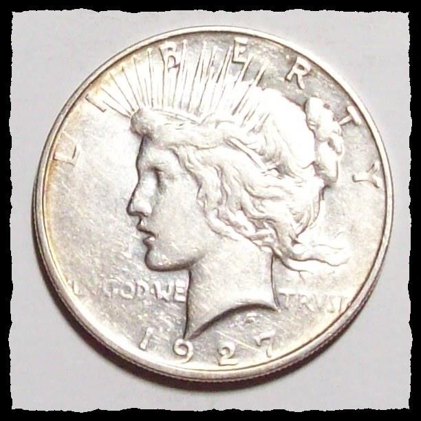 1927-D  PEACE DOLLAR  Old Cleaning  AU #2D10