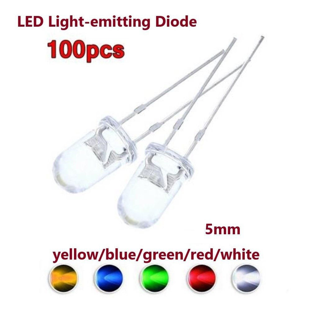LED Lights LED Bulbs Transparent 10000-12000mcd 100Pcs 2 Stitches 5MM 5mm