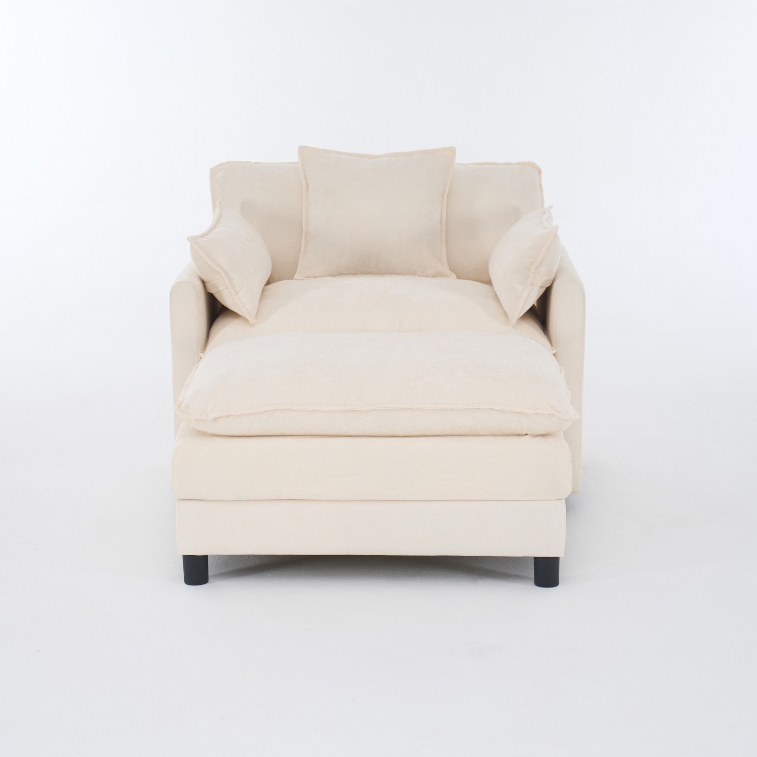 Modern Upholstered Accent Chair Armchair Chaise with Ottoman for Living Room