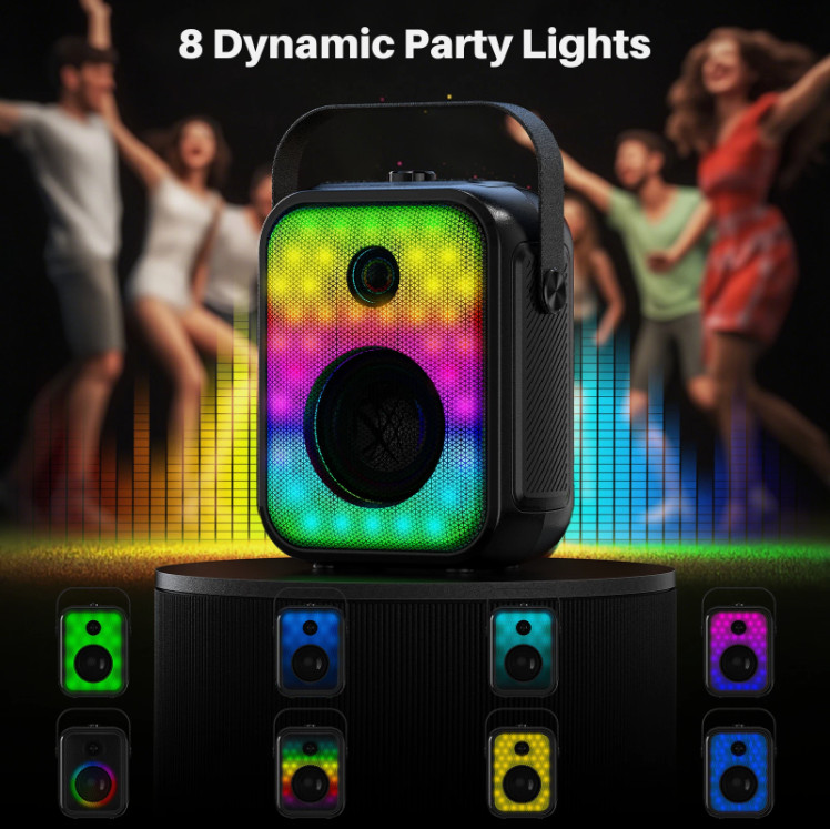 Karaoke Machine, Portable Bluetooth Speaker with 2 Wireless Karaoke Microphones