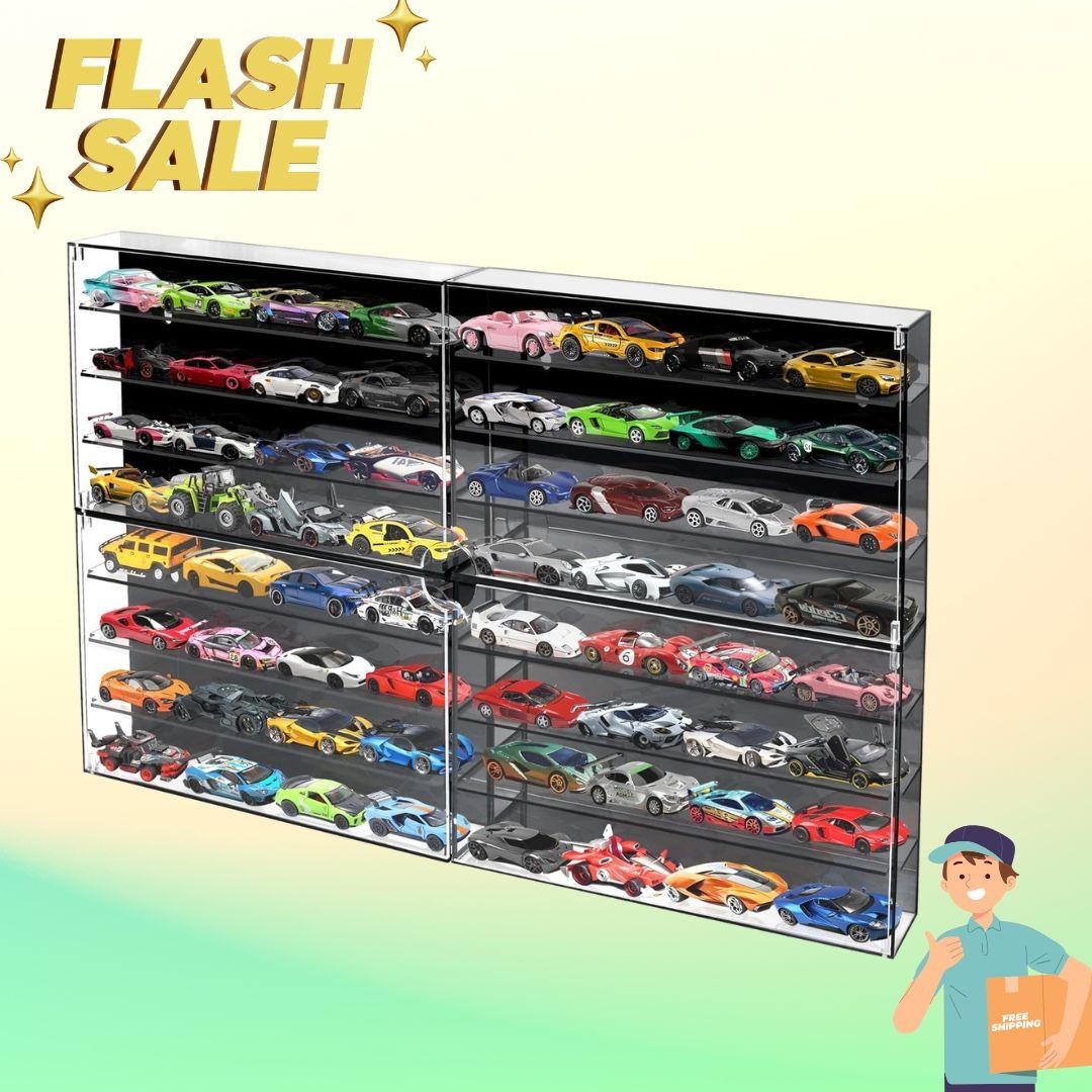 1/64 Scale Diecast Car Display Case Wall Mount Lockable Black