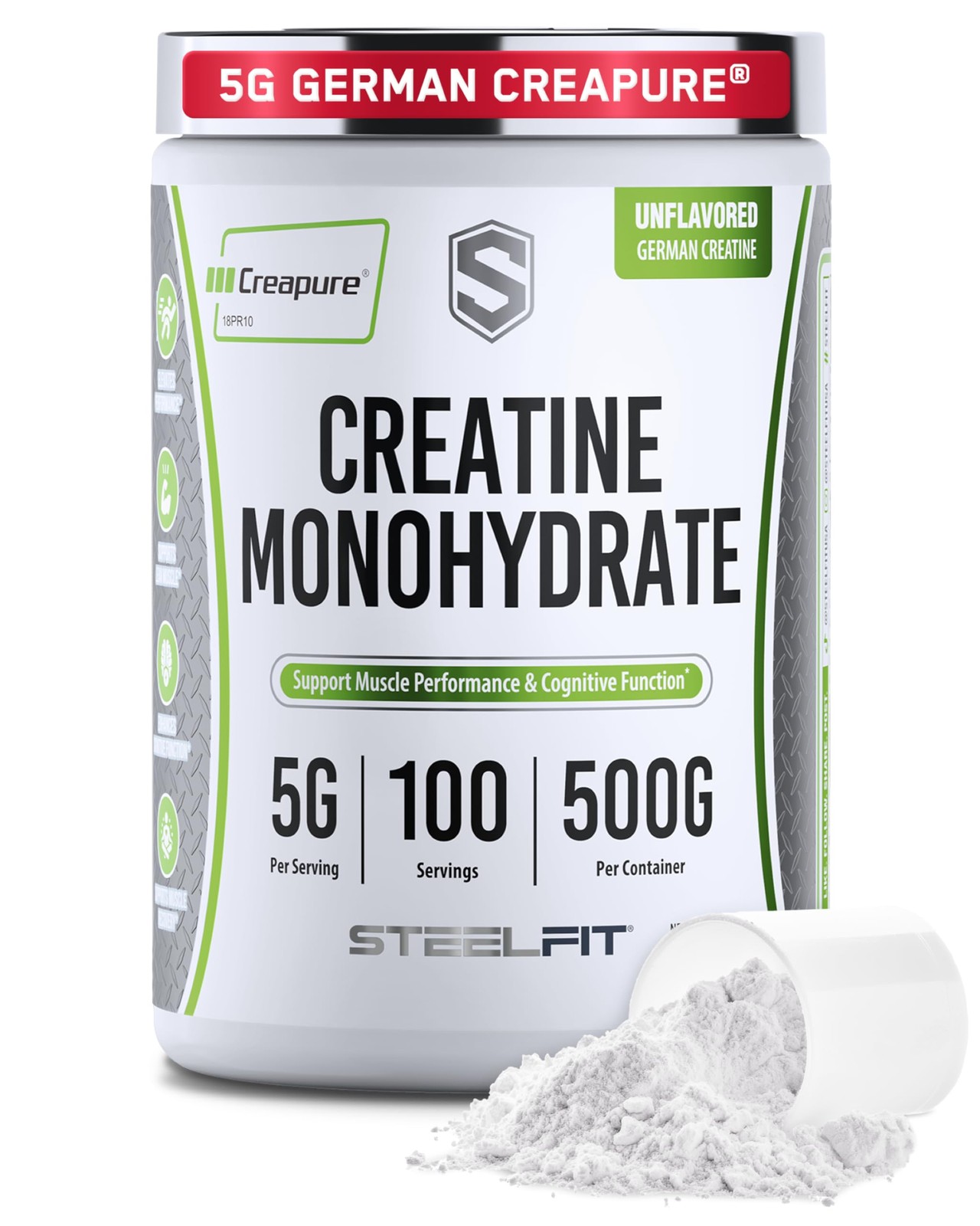 SteelFit Creapure Creatine Monohydrate Powder, Unflavored  German Creatine Po...