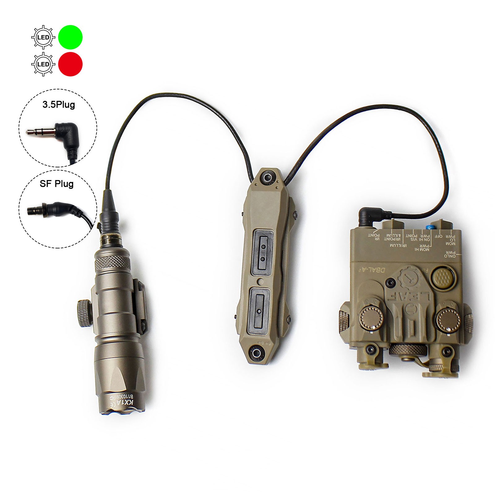 DBAL-A2 Tactical Green Red Indicator M300C Flashlight With Dual Function Switch