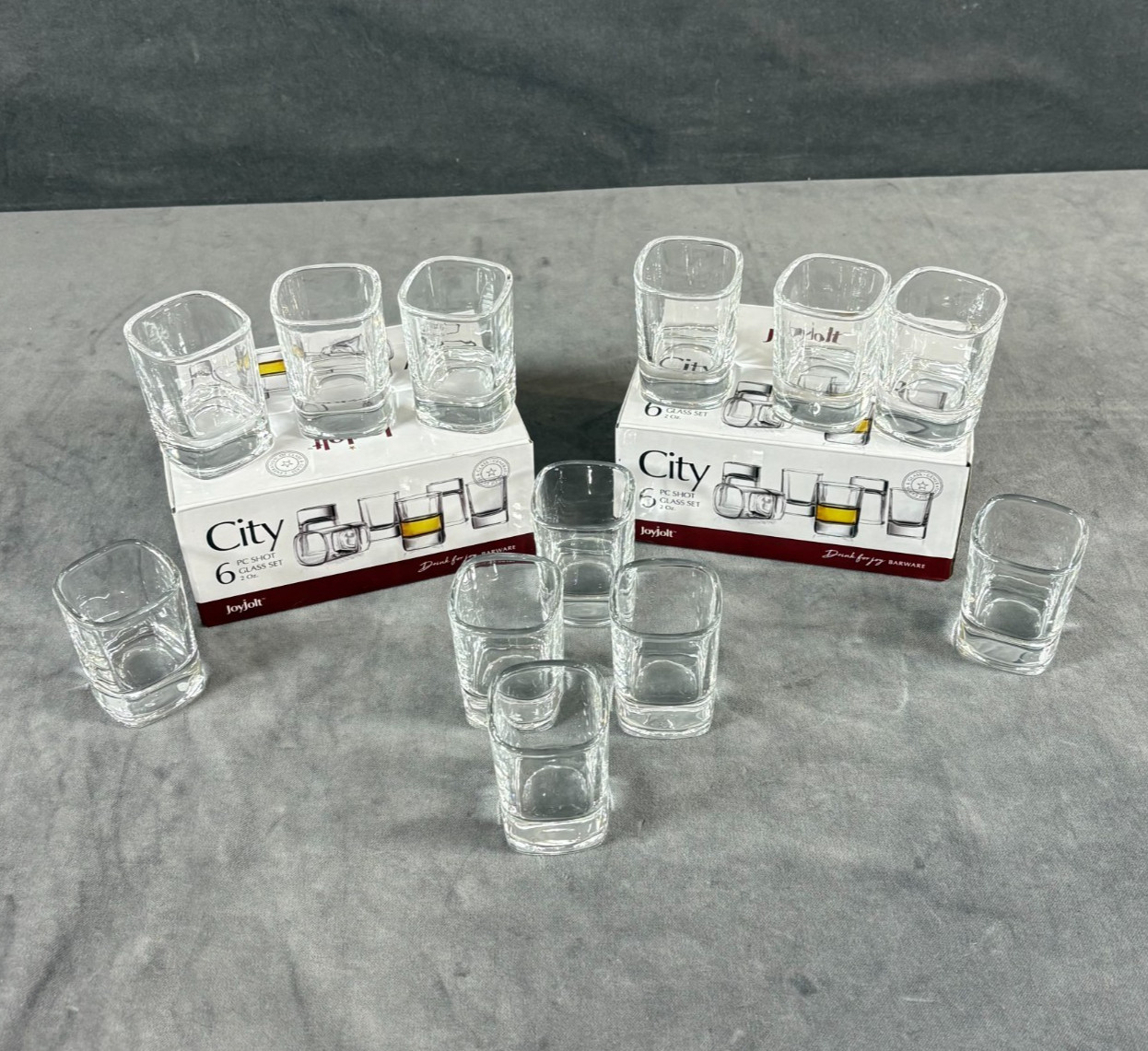 2 set of 6 of JoyJolt City Heavy Base Shot Glasses 2 ounces of Liquid