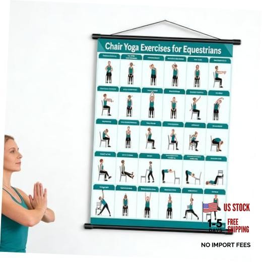 YEYDYQPT Chair Yoga Poses Chart Yoga Stretching Exercise Poster - Foldable