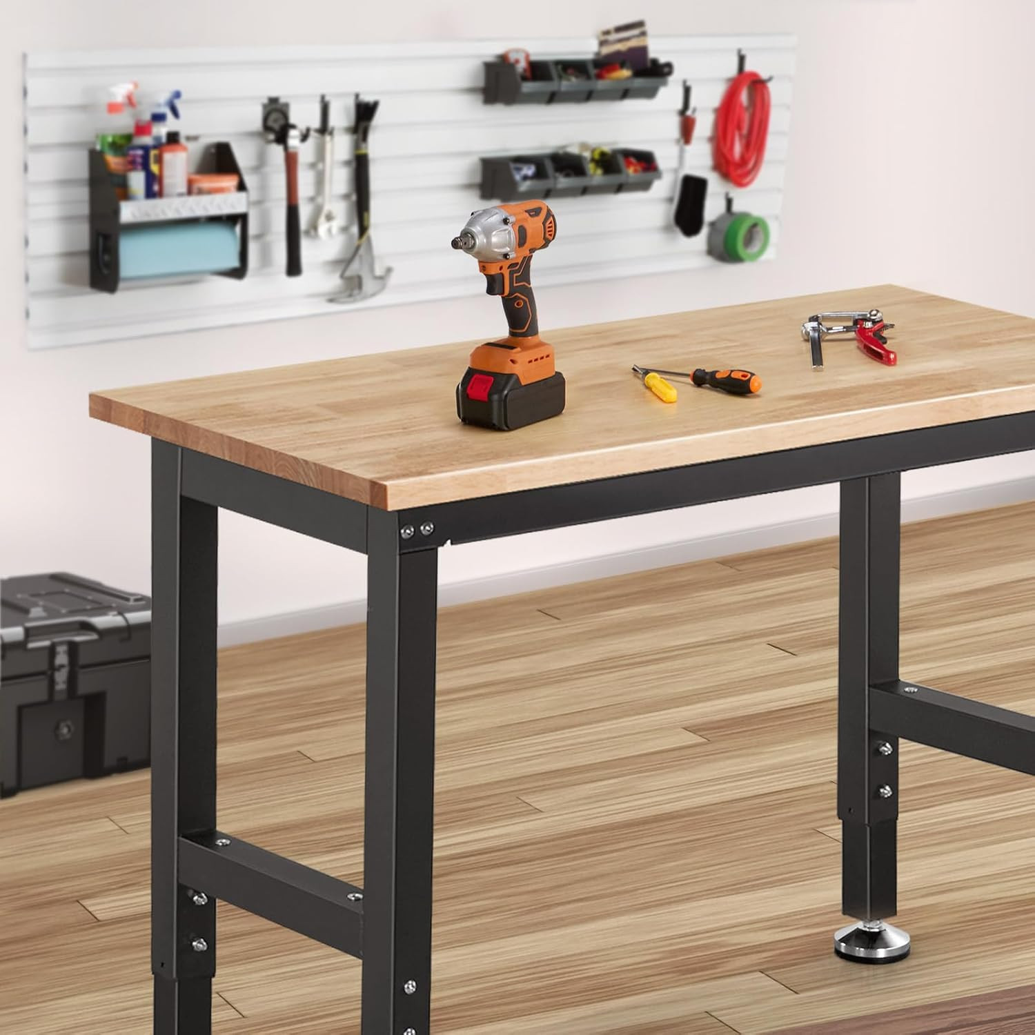 Work Bench 41 Inch Workbench for Garage Adjustable Height Heavy Duty Work Table