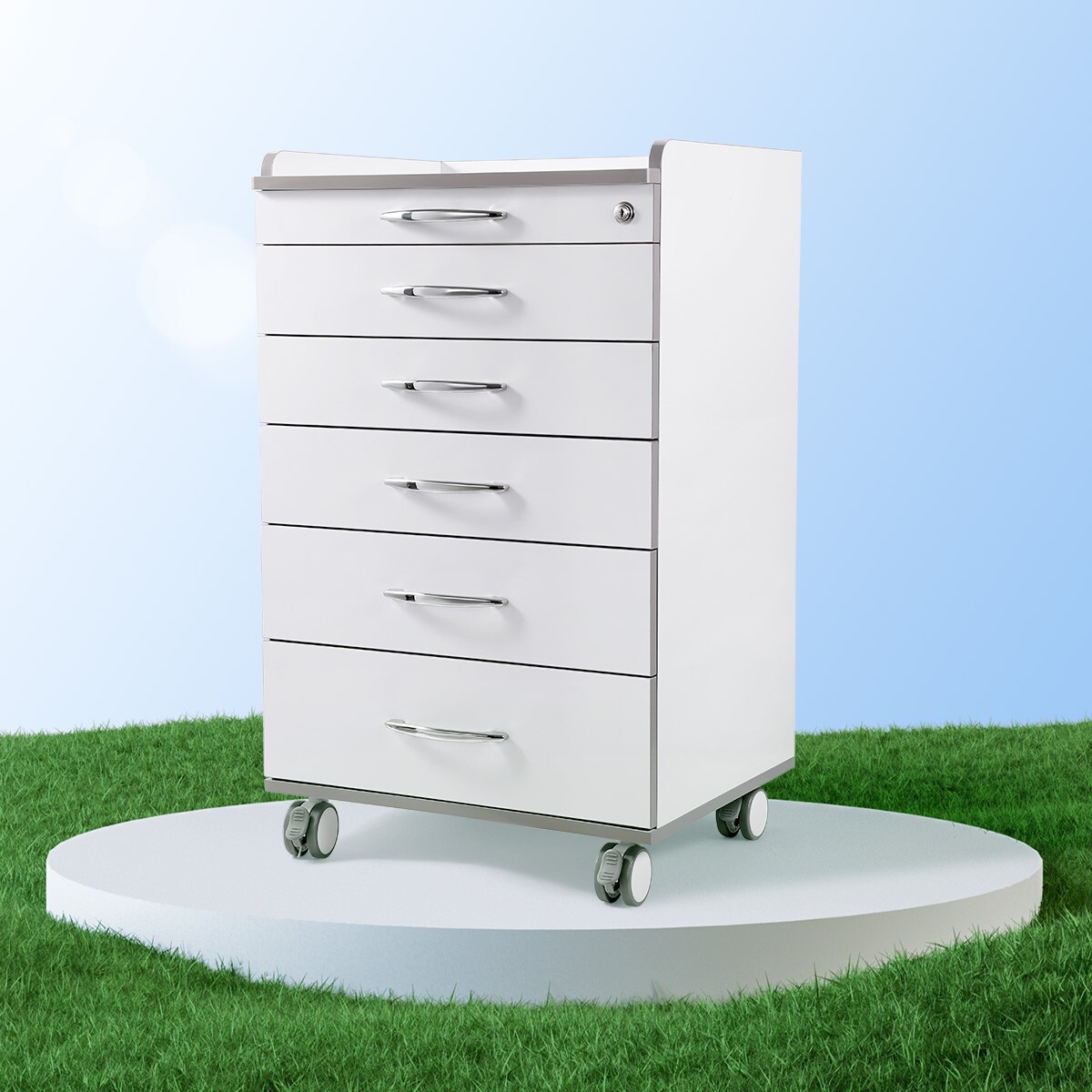 5 Drawers Dental Medical Storage Cabinet Mobile Rolling Utility Storage Cart
