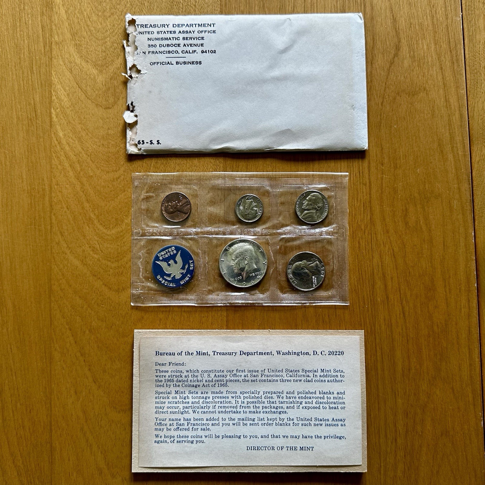 ✨ 1965 US Special Mint S.S. Five Piece Coin Set Half Quarter Dime Nickel Penny ✨